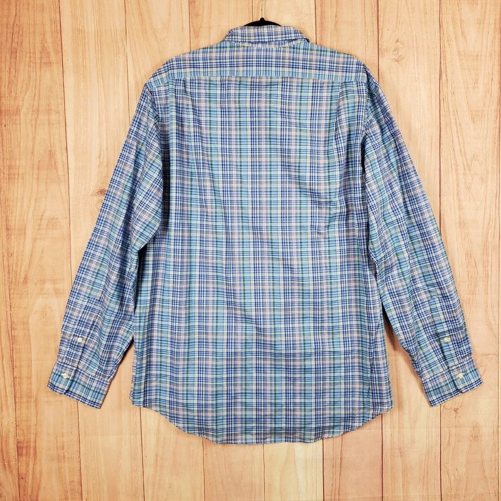 Polo Ralph Lauren Mens Button Up Shirt Sz XL Blue Plaid Long Sleeve NEW